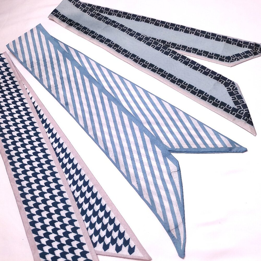 Set of 3 Purse Scarves NEW Headscarf slim sash blue